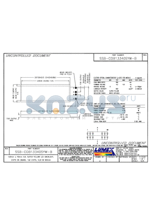 SSB-COB13340SYW-B datasheet - 133mm x 40mm V.A. SUPER YELLOW LED BACKLIGHT CHIPS ON BOARD, 132 CHIPS, 4.2V 660mA