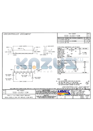 SSB-DL6011GW datasheet - 60mm x 11mm SINGLE EDGELIT BACKLIGHT 565mm GREEN, 6 DUAL CHIP MODULES, CLEAR WHITE