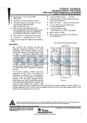 TLC225X-Q1 datasheet - ADVANCED LINCMOS RAIL-TO-RAIL