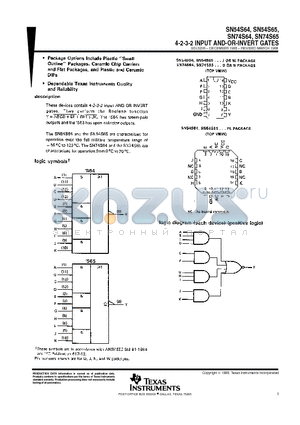 SN54S64 datasheet - 4-2-3-2 INPUT AND-OR-INVERT GATES