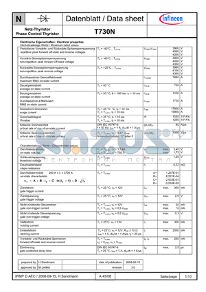 T730N datasheet - Netz-Thyristor Phase Control Thyristor