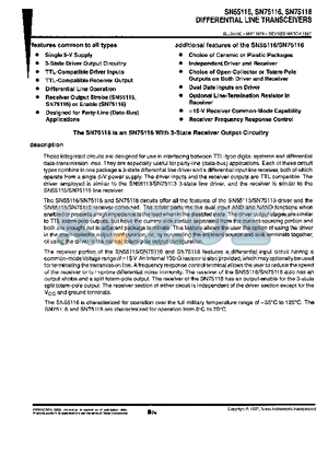 SN55116FK datasheet - Differential line transceivers