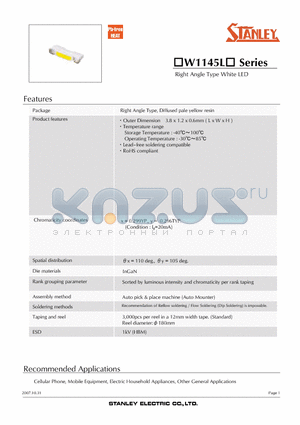 TW1145LS datasheet - Right Angle Type White LED