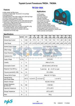 TW125A datasheet - Topstek Current Transducers