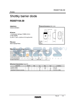 RSX071VA-30 datasheet - Shottky barrier diode