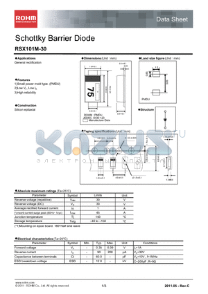 RSX101M-30 datasheet - Schottky Barrier Diode