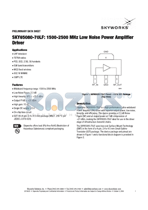 TW18-D210 datasheet - 1500-2500 MHz Low Noise Power Amplifier Driver