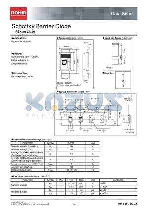 RSX201VA-30 datasheet - Schottky Barrier Diode