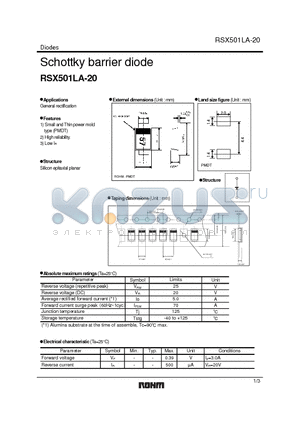 RSX501LA-20 datasheet - Schottky barrier diode