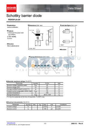 RSX501LA-20 datasheet - Schottky barrier diode