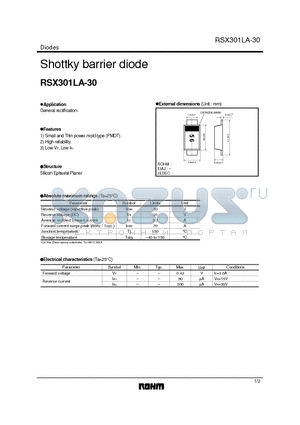 RSX301LA-30 datasheet - Shottky barrier diode