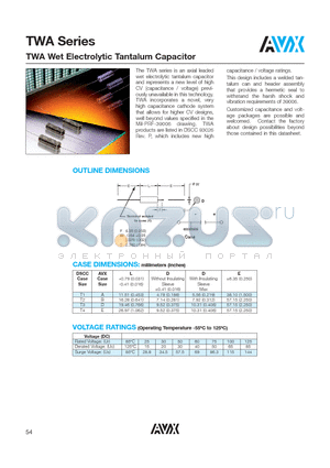TWAD227K35CBSZ0000 datasheet - TWA Wet Electrolytic Tantalum Capacitor