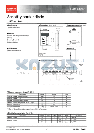 RSX301LA-30 datasheet - Schottky barrier diode