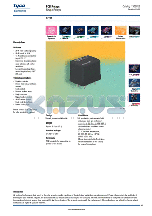 T72M datasheet - PCB Relays / Single Relays