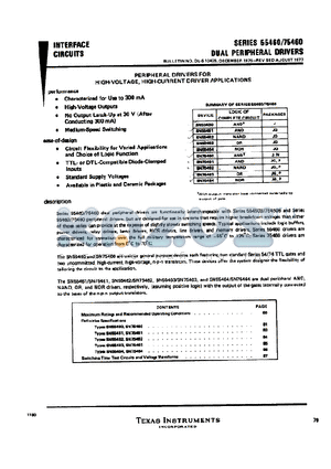 SN55460 datasheet - PERIPHERAL DRIVERS FOR HIGH-VOLTAGE HIGH-CURRENT DRIVER APPLICATIONS