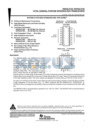 SN55ALS160FK datasheet - OCTAL GENERAL-PURPOSE INTERFACE BUS TRANSCEIVERS