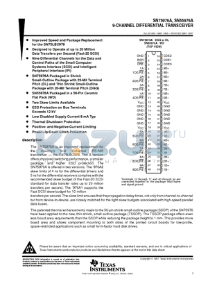 SN55976A1WD datasheet - 9-CHANNEL DIFFERENTIAL TRANSCEIVER