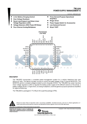 TWL2203PFB datasheet - POWER SUPPLY MANAGEMENT IC