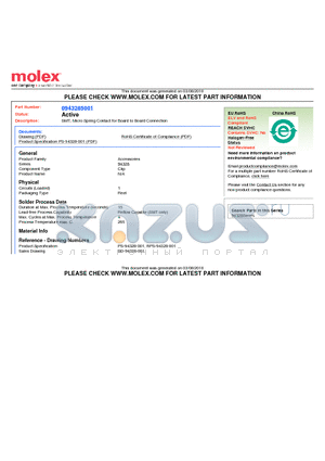 SD-94328-001 datasheet - SMT, Micro Spring Contact for Board to Board Connection