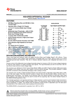 SN55LVDS33-SP datasheet - HIGH-SPEED DIFFERENTIAL RECEIVER