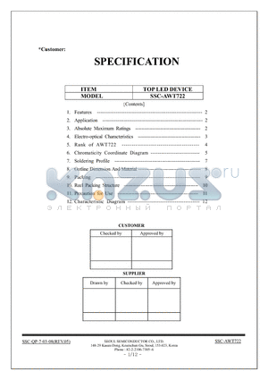 SSC-AWT722 datasheet - TOP LED DEVICE