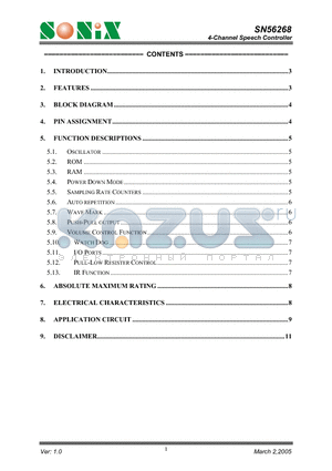 SN56000 datasheet - 4-Channel Speech Controller