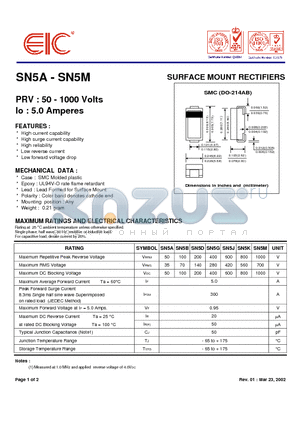 SN5A datasheet - SURFACE MOUNT RECTIFIERS