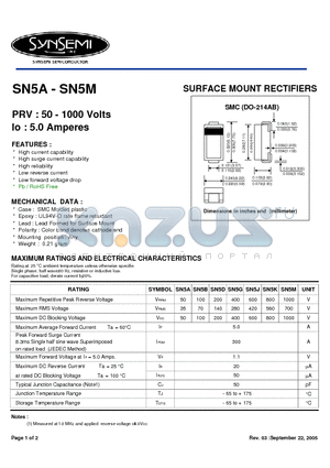 SN5A datasheet - SURFACE MOUNT RECTIFIERS