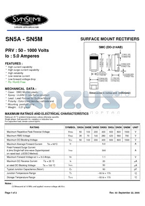 SN5B datasheet - SURFACE MOUNT RECTIFIERS