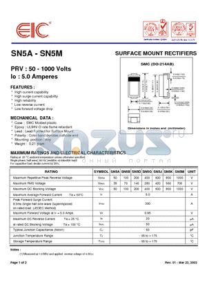 SN5D datasheet - SURFACE MOUNT RECTIFIERS