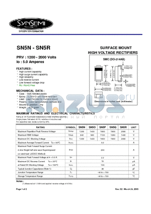 SN5N datasheet - SURFACE MOUNT HIGH VOLTAGE RECTIFIERS