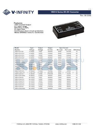 VBD15 datasheet - DC-DC Converter