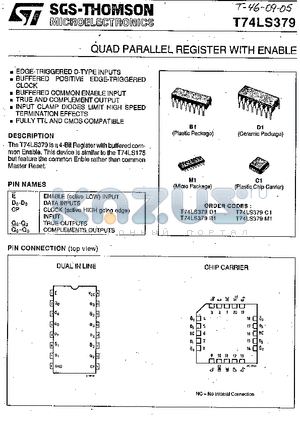 T74LS379 datasheet - Quad parallel register with enable