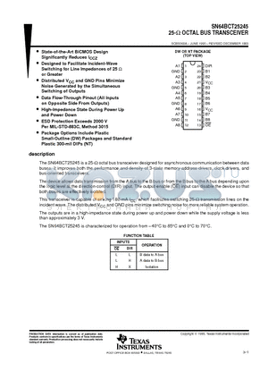 SN64BCT25245 datasheet - 25-ohm OCTAL BUS TRANSCEIVER