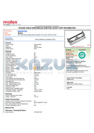 SD-98599-006 datasheet - MOX Right Angle Airbag Header Assembly, 60 Circuits, Gold Over Nickel