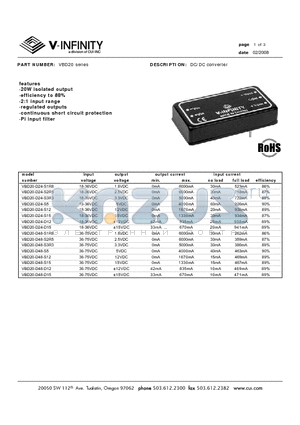 VBD20-D24-S3R3 datasheet - DC/DC converter