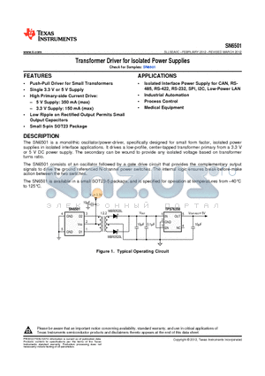 SN6501DBVR datasheet - Transformer Driver for Isolated Power Supplies