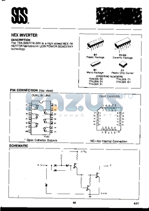 T74LS05B1 datasheet - HEX INVERTER