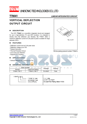 T78041 datasheet - VERTICAL DEFLECTION OUTPUT CIRCUIT