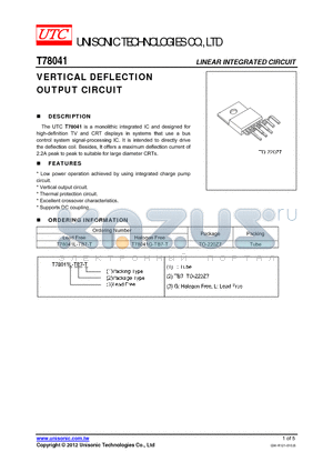 T78041 datasheet - VERTICAL DEFLECTION OUTPUT CIRCUIT