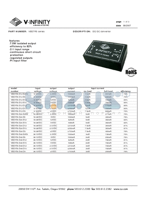 VBD7R5-D12-D15 datasheet - DC/DC converter