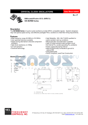 SD-A2981-FREQ datasheet - CRYSTAL CLOCK OSCILLATORS