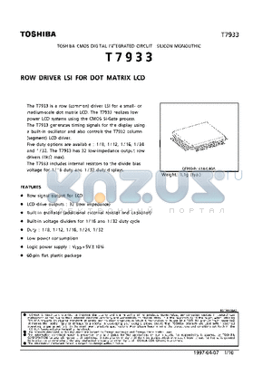 T7933 datasheet - ROW DRIVER LSI FOR DOT MATRIX LCD