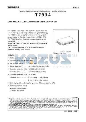 T7934 datasheet - DOT MATRIX LCD CONTROLLER AND DRIVER LSI