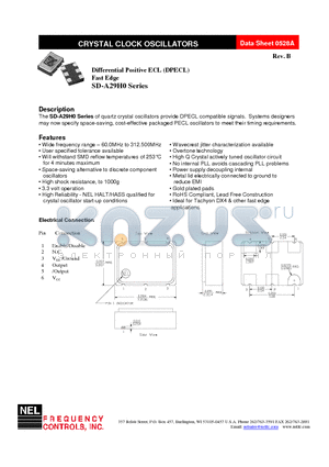 SD-A29H9-FREQ datasheet - Differential Positive ECL (DPECL) Fast Edge