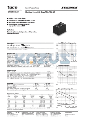 T7NS1D4-05 datasheet - Miniature Power PCB Relay