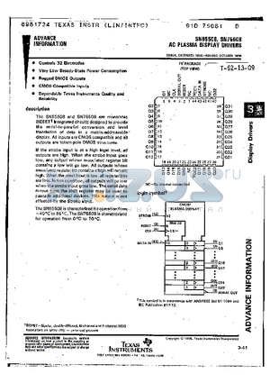 SN65508 datasheet - AC PLASMA DISPLAY DRIVERS