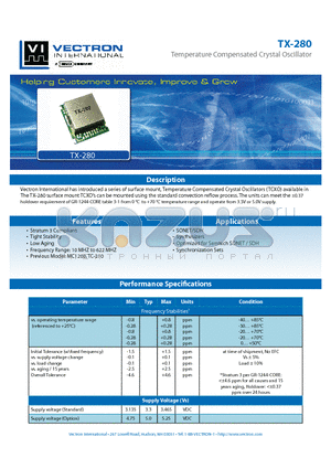 TX-2800-DCJ-807 datasheet - Temperature Compensated Crystal Oscillator