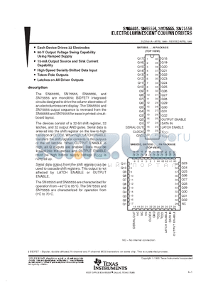 SN65556FN datasheet - ELECTROLUMINESCENT COLUMIN DRIVERS