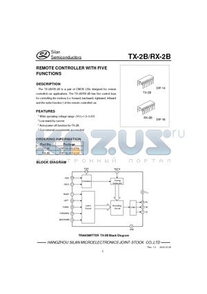 TX-2B datasheet - REMOTE CONTROLLER WITH FIVE FUNCTIONS